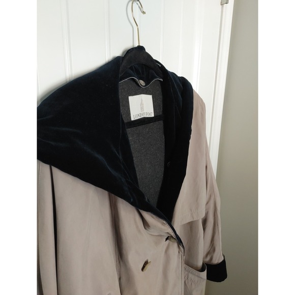 90s London Fog Double Breast Trench Duster Coat Hood Removable Wool Liner 8 Reg - Picture 8 of 9